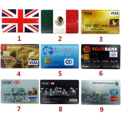 New all kinds of Bank Credit Card USB Flash Drive Pen Drive 4GB 8GB 16GB 32GB Memory Stick pendrive Waterproof u disk Customized
