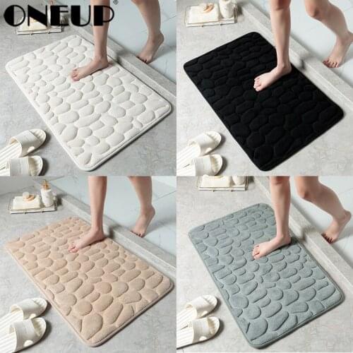 ONEUP Non-slip Pebble Home Bathroom Mat Absorbent Lavatory Bedroom Floor Toilet Memory Foam Washable Rug Bathroom Decor Carpets