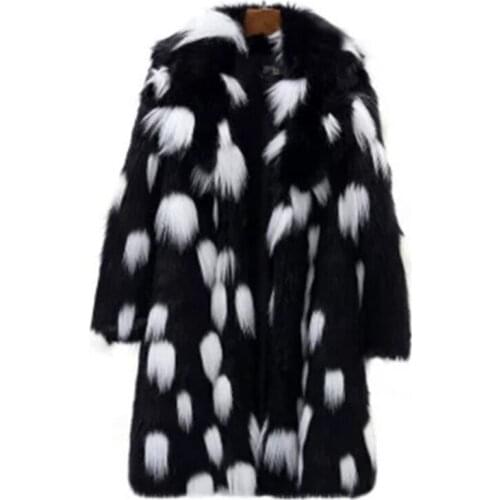 9XL New Winter Womens Faux Fur Coats Loose Plus Size Female Leopard Overcoats Long Sleeve Imitation Fox Fur Streetwear Warm