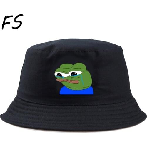 Sad frog Print Panama Hat Cap funny cartoon Reversible Bucket Hats Summer Sun Hat For Women Men Gorror Fisherman Hat panama cap