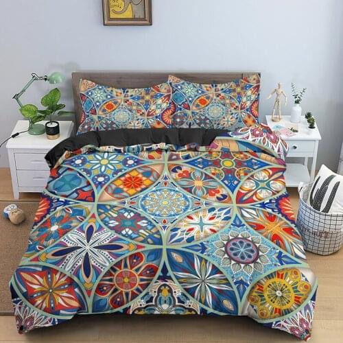 Fanaijia Boho Bedding Sets queen Size Bohemia Mandala Duvet Cover and Pillowcase Drop Shipping