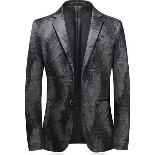 Casual Men Blazer Black Suit Jacket Slim Single Breasted Two Buttons Stage Costumes Party Prom Ball Banquet Singer Host Dancer