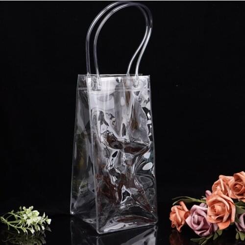 1pcs PVC Leakproof Tote Bag Transparent Pack Ice Bucket Wine Champagne Bottle Chiller