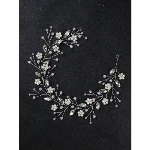 Romantic Pink Crystal Wedding Headbands Beads Handmade Women Hairbands for Party Headpieces Bridal Hair Accessories Headdresses