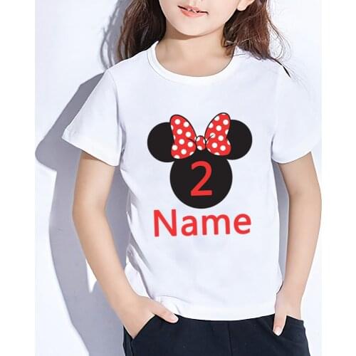 Happy Birthday Funny Print T-shirt Mouse Numeral For Girls Hipster Cartoons Cute Kids Clothes White Children Short Sleeve,YKP093
