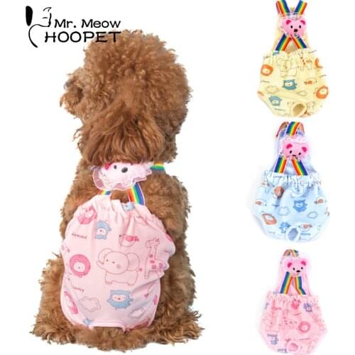 Hoopet Pet Dogs Cute Cartoon Pants Soft Velvet Strap Physiological Adjustable Knicker Bitch Female SanitaryTrousers