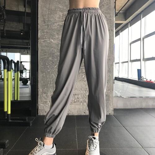 GUTA Pocket Sports Pants Women High Waist Loose Running Gym Pants Ladies Quick Dry Patchwork Fitness Training Trousers Female