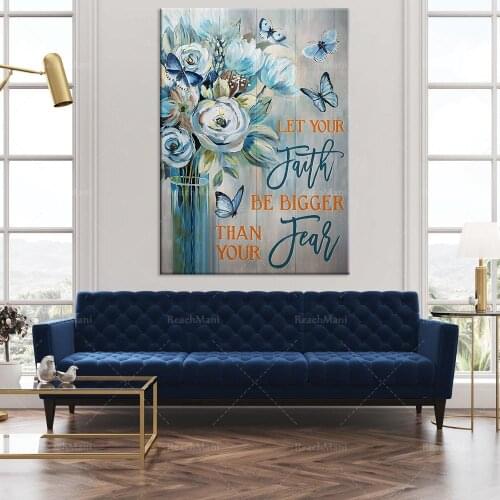 Tulip Butterflies Canvas Poster Let Your Belief Is Greater Than Fear Canvas Poster Wall Art Printing Home Living Decoration