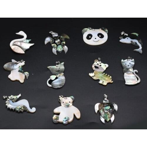 Natural Mother of Pearl Shell Pendant Cute Animal Dolphin Seashells Charms for Women Jewelry Making DIY Necklace Accessory Gift