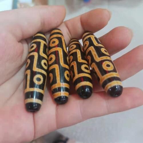 1pcs/lot old yellow nine-eyed black agate dzi bead natural accessories gem jewelry wholesale Noble totem very smart folk-custom