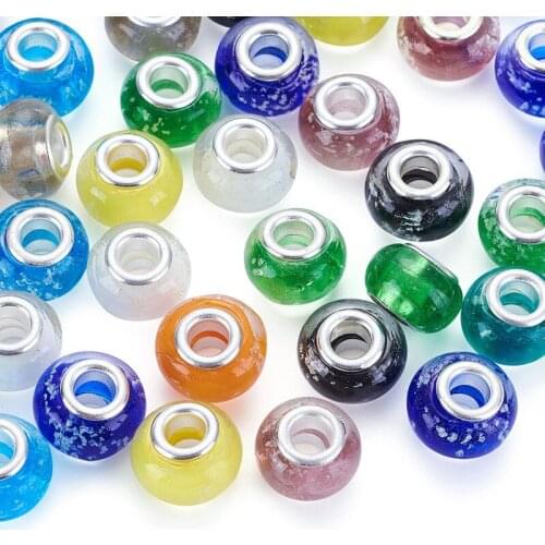 100pcs 14mm Glow In The Dark Rondelle Handmade Luminous Lampwork European Beads for Jewelry Making DIY Bracelet Finding