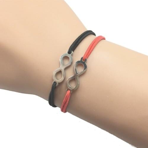 2pcs Wish Bracelet Infinity Stainless Steel Charm Heart Pendant Adjustable Cord Lucky Bracelet