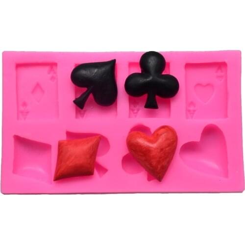 2020 Cute A Poker Cookie Chocolate Silicone Mold Playing Cards Cake Fondant Mold Kitchen Baking Tool Baking Cake Decoration Tool