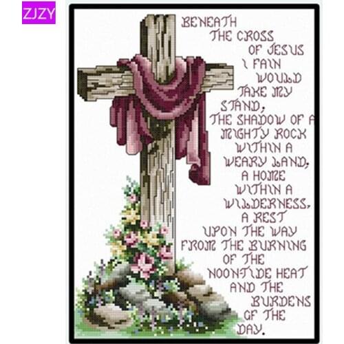 ZJZY 5D Diy Diamond Painting Religious "Cross" Diamond Painting Full Round Resin Rhinestone Diamond Painting Embroidery LY385