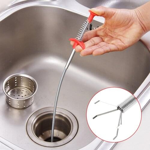 6pcs 68.5cm Spring Pipe Dredging Tools Flexible Drain Snake Metal Wire Drain Cleaner Sticks for Kitchen Sink Sewer Cleaning Tool