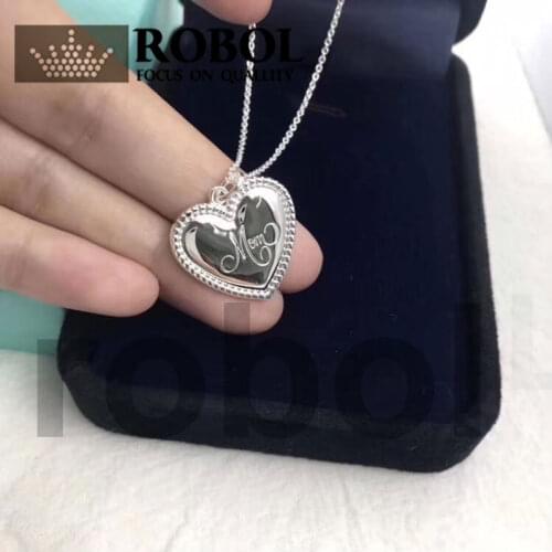 925Tf sterling silver heart-shaped lady customizable logo classic characteristic necklace holiday gift