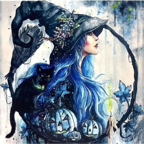 5D DIY square/round Diamond Painting Halloween witch Cross Stitch Diamond Embroidery Pattern Rhinestone Home Decoration Gift