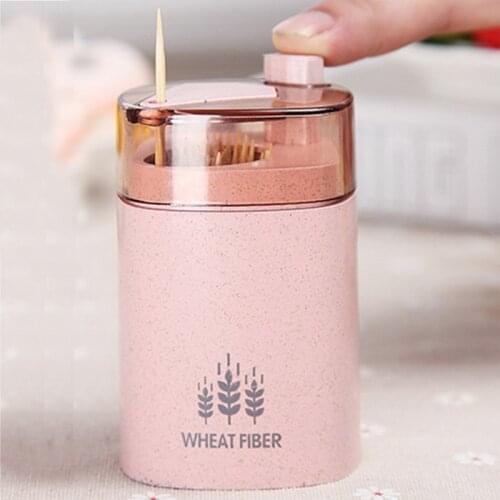 Automatic Toothpick Holder Container Wheat Straw Household Table Toothpick Storage Box Toothpick Dispenser