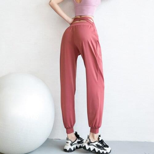 2020 New Sports Workout Pants Women High Waist Cross Gym Trousers Loose Softness Running Joggers Yoga Sweatpants