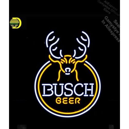 Busch Deer Beer Neon Sign neon bulb Sign Real Glass Advertisement Sign Lighting Recreation Room Duty LED Light Neon Lamp Bulb