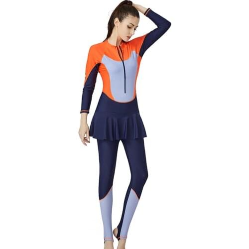 One Piece Swimwear Modest Islamic Swimsuit Zipper Swimming Suit Long Sleeve Tops For Muslim Women Full Body Swim Suit Butkini