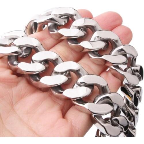 20MM Strong Heavy Silver Color Cuban Curb Chain Stainless Steel Mens Jewelry Necklace Or Bracelet 7-36inch Cool Jewelry