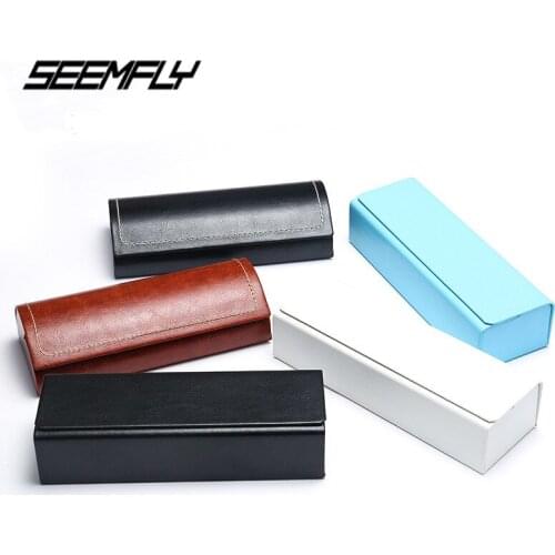 Seemfly New Sunglasses Reading Glasses Case Box For Men Women Classic Soid Color Leather Eyeglasses Protective Shell