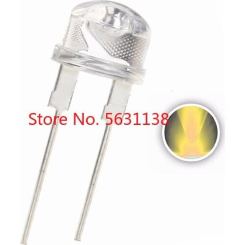 50PCS 8MM Straw Hat chip LED Warm White 0.5W 120mA Lamp Water Clear 32-35lm DIP-2 2 PINS Ultra Bright Lgiht Beads power cree led