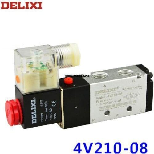 DELIXI Pneumatic 2 Position 5 Port Solenoid Valve 4V210-08