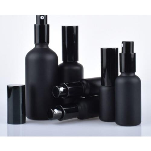 Black Glass Empty Perfume Spray Bottle 5ml-100ml Fine Mist Atomizer Refillable Bottles Vial Essential Oil Cosmetic Pump Bottle