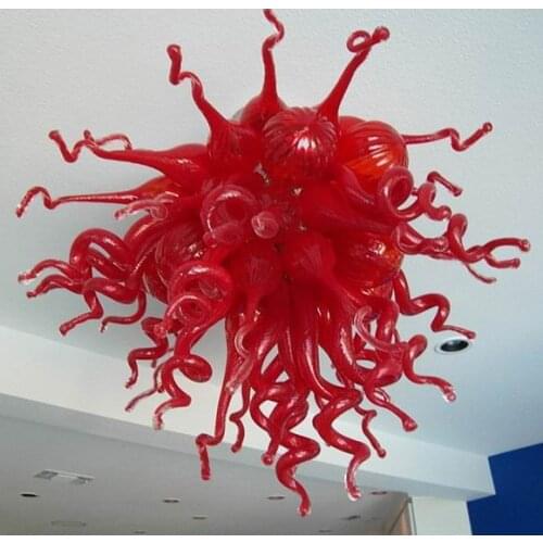 Good Price Cheap Hand Blown Red Glass Chandelier For Home Restaurant Art Decoration
