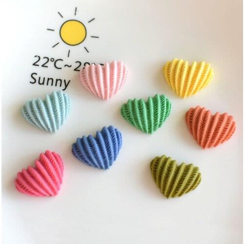 10Pcs Kawaii Heart Shape Flatback Planar Resin Cabochons Charms for Hair Bows Center DIY Scrapbooking Accessories Decor 17mm