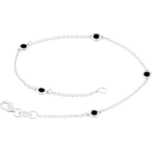 14k White Gold 5pcs 5mm Black Moissanite 2.5ctw Round Cut Simple Bezel Set Solitaire Necklace Fine Jewelry Necklace Chain