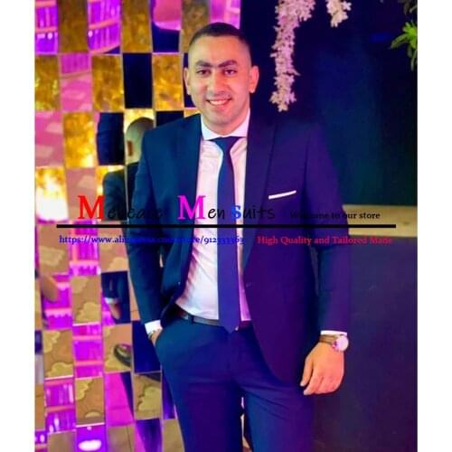 Royal Blue Formal Slim Fit Single-Breasted Groomsmen Tuxedos for Wedding Suits 2 Pieces Groom Wear (Blazer+ With+ Pant)