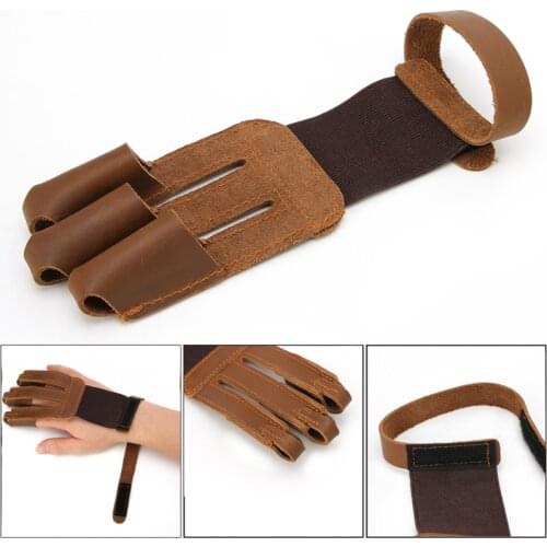 Protecting 3-Finger Glove Pulling Bow And Arrow Archery Shooting Leather Gloves