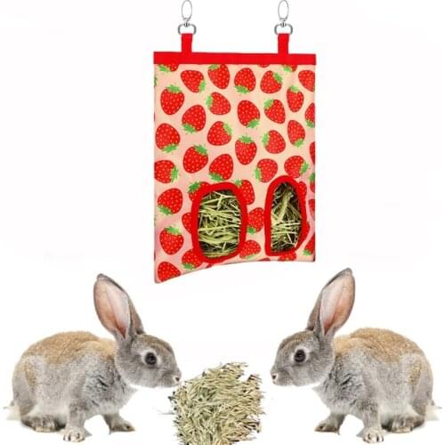 Rabbit Hay Feeder Bag Hay Feeding Pouch Small Animal Hay Storage Hanging Feeder Sacks for Chinchilla 3 Colors