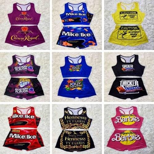 Summer Womens Shorts Set Printed Pattern Sexy Slim Womens Personalized Sportswear Womens Set