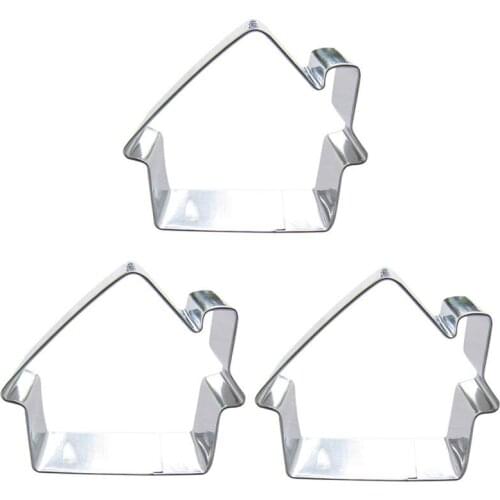 Small cottage shape 3 piece biscuit cutting molds, baking tools, cake decorating soft candy tools