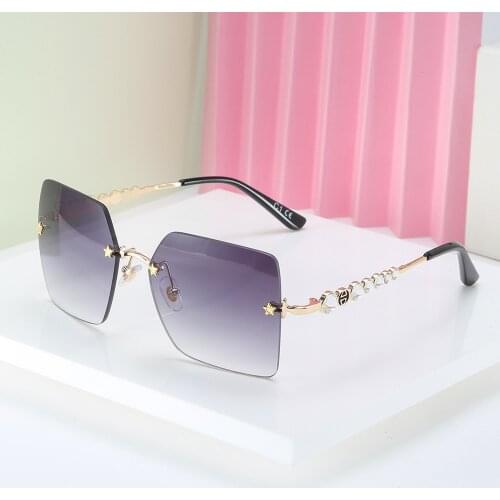MARC 2020 Sunglasses Women Brand Design Square Rimless Frame Sun Glasses Vintage Gradient Glasses For Female Green Oversized