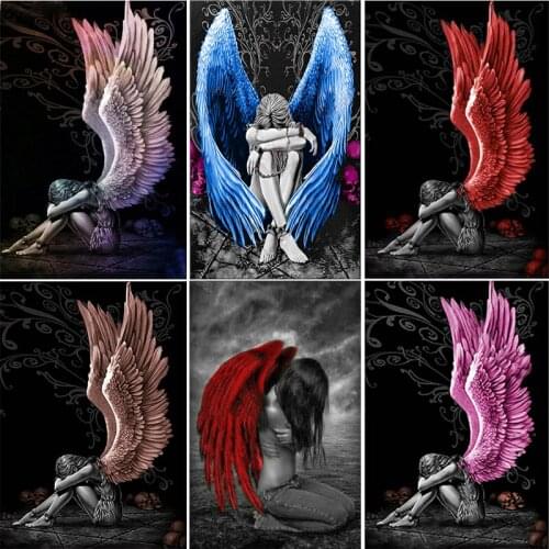 DIY 5D Diamond Painting Angel And Demon Cross Stitch Kit Full Drill Diamond Embroidery Mosaic Art Picture Home Decor Gift