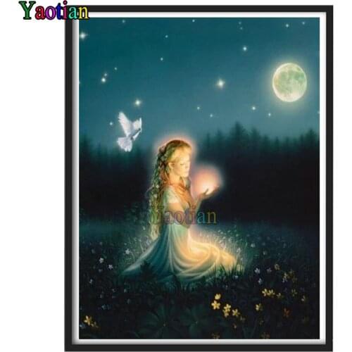 DIY Diamond Painting Full Square Drill Moonscape Girl Rhinestones Pictures Diamond Embroidery Sale Cross Stitch Mosaic Gift