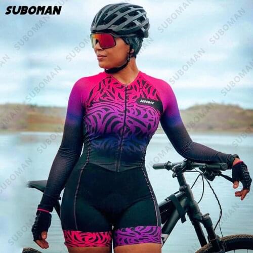 Suboman 2021 Summer New Womens Long-sleeved Womens Cyclist Suit Macaquinho GO Cycling Road Suit Cycling Suit Jumpsuit Shorts