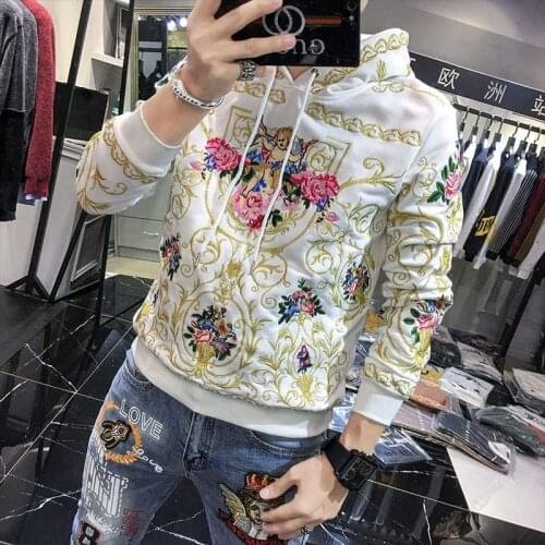 2021 Spring Autumn New Heavy Industry Embroidery Hooded Sweatshirt Men Fashion Personality Men Long Sleeves Sweatshirts Men