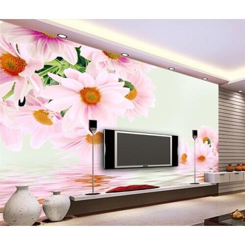 Custom papel DE parede floral, pink flower murals for the living room bedroom TV background wall waterproof embossed wallpaper