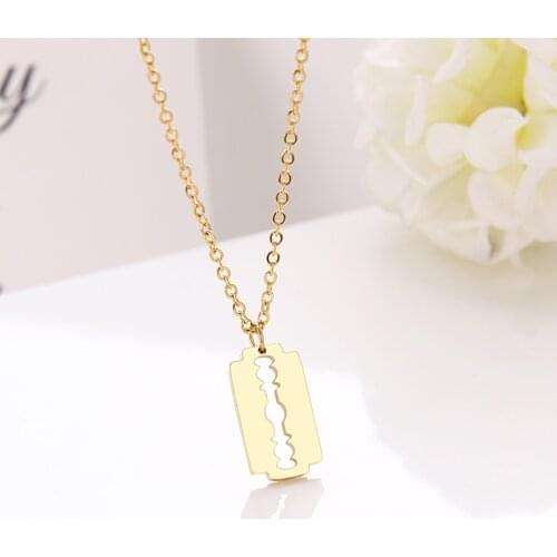 CACANA Stainless Steel Necklace For Women Fashion Style Blade Choker Chain Pendant Gold Necklaces Engagement Jewelry