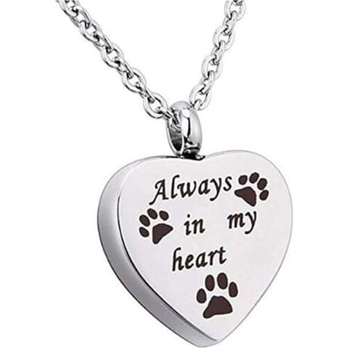 Always In My Heart Cremation Urn Pendant Necklace Memorial Family Pets Friends Necklacs Stainless Steel Engrave Name Jewelry