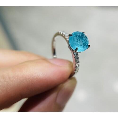 QTT Romantic Luxury Paraiba Rings For Women Round Cubic Zirconia Ring Lovers Jewelry Bridal Wedding Engagement Anniversary Gift
