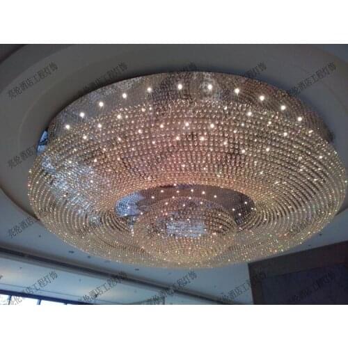 Luxury villa large nest living room lamp K9 crystal round ceiling lamp hotel engineering lamp hotel lighting custom