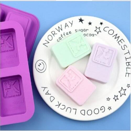 4-hole prayer angel silicone cake mold rectangle Handmade soap mold