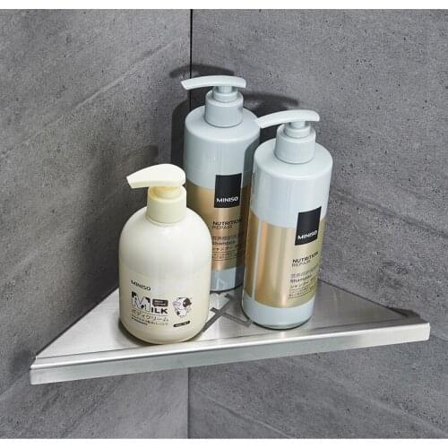 304 Stainless Steel Corner Shelf Three Layer Bathroom Frame Bathroom Silver Triangle plate Brushed Bahtroom Accessories Set